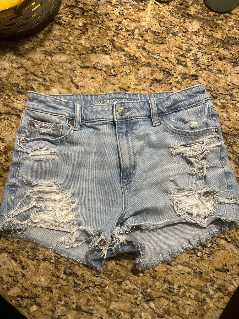 American Eagle Outfitters Light Blue Distressed Denim- Perfect Shortie